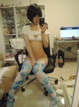 bra camera cleavage iiniku_ushijima panties self-shot thighhighs tshirt rating:Safe score:10 user:nil!