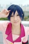 aidou_rika bakemonogatari blouse blue_hair cosplay kanbaru_suruga school_uniform rating:Safe score:0 user:nil!