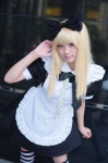 aka_(morimori) apron blonde_hair cosplay dress hairbow maid maid_uniform original tie rating:Safe score:3 user:xkaras