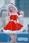 capelet cosplay dress fishnet_stockings garter_belt hiiragi_haruka original pink_hair santa_costume thighhighs white_legwear zettai_ryouiki rating:Safe score:3 user:nil!