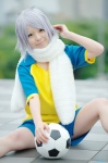 cosplay hazuki_riko inazuma_eleven kazemaru_ichirouta polo scarf shorts silver_hair rating:Safe score:0 user:nil!