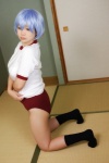 ayanami_rei blue_hair buruma chocoball chokoa_hokan_keikaku cosplay gym_uniform neon_genesis_evangelion shirt_lift shorts socks tshirt rating:Safe score:1 user:nil!