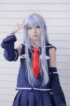 blue_hair boots cosplay detached_sleeves i-401_(kantai_collection) kantai_collection pleated_skirt sailor_uniform sakuya_mikoto school_uniform skirt rating:Safe score:1 user:nil!