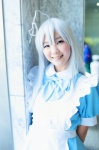 ahoge apron bowtie cosplay dress haiyore!_nyaruko-san kinako_(ii) nyaruko white_hair rating:Safe score:0 user:pixymisa