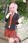 blazer blouse cosplay hinamori_amu leggings nagisa_mark-02 pink_hair pleated_skirt school_uniform shugo_chara! side_ponytail skirt tie rating:Safe score:0 user:nil!