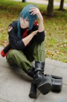 aqua_hair boots cosplay crossplay jacket macross macross_frontier ponytail saotome_alto tank_top tough trousers rating:Safe score:0 user:nil!