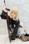 blonde_hair cosplay dress fate/hollow_ataraxia fate/series jacket maropapi saber_alter sword thighhighs rating:Safe score:0 user:pixymisa