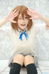 blouse cosplay ema hair_clips hirasawa_yui kneesocks k-on! pleated_skirt school_uniform skirt sweater_vest rating:Safe score:2 user:nil!