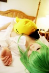 bed bottomless cc cheese-kun code_geass cosplay dress_shirt green_hair mosaic_kakera open_clothes pantyhose tatsuki rating:Safe score:2 user:nil!