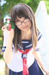 cosplay flower glasses ichigo_100 pleated_skirt rinami sailor_uniform school_uniform skirt strawberry toujou_aya rating:Safe score:1 user:nil!