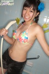 bathroom bathtub bikini_top cleavage shorts swimsuit tanaka_ayaka twin_braids wet rating:Safe score:1 user:nil!