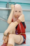 armband boots cosplay denim macross macross_frontier pink_hair seino_merika sheryl_nome shorts tank_top tubetop rating:Safe score:0 user:nil!