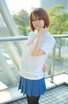 arata cosplay hair_clips hirasawa_yui k-on! pantyhose pleated_skirt skirt tshirt rating:Safe score:0 user:nil!