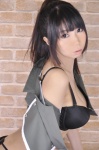 ashiya_noriko bakunyu_ge_2 bra cleavage cosplay cropped_jacket gloves king_of_fighters leona_heidern panties ponytail shorts rating:Safe score:3 user:nil!