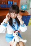 asahina_mikuru chocoball cosplay glasses pleated_skirt sailor_uniform school_uniform skirt stuffed_animal suzumiya_haruhi_no_yuuutsu rating:Safe score:1 user:nil!