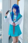asakura_ryouko blue_hair cosplay ibara kneesocks knife pleated_skirt sailor_uniform school_uniform skirt suzumiya_haruhi_no_yuuutsu rating:Safe score:0 user:nil!