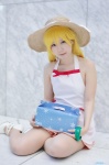 bakemonogatari blonde_hair cosplay dress oshino_shinobu reco straw_hat rating:Safe score:0 user:nil!
