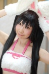 animal_ears bunny_ears cosplay halter_top kei k-on! nakano_azusa paw_gloves twintails rating:Safe score:0 user:nil!