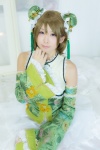 cosplay detached_sleeves double_bun green_legwear hello!_aki_love_live!_ichi itsuki_akira koizumi_hanayo love_live!_school_idol_project miniskirt skirt thighhighs vest rating:Safe score:0 user:nil!