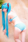 aqua_hair ass bikini cosplay hatsune_miku headset mashiro_yuki project_diva swimsuit twintails vocaloid rating:Safe score:2 user:nil!