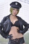 bra choker cosplay gloves green_hair leather_jacket leather_shorts marin_(ii) police_hat white_eyes yurikawa_midori zombie-ya_reiko rating:Safe score:0 user:pixymisa
