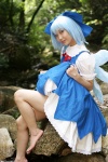 barefoot blue_hair cirno cosplay dress dress_lift hairbow lenfried touhou wet wings rating:Safe score:0 user:nil!