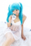 aqua_hair bed bra chemise cosplay hatsune_miku lingerie necoco panties remix_necosmo see-through side-tie_panties tagme_song twintails vocaloid rating:Safe score:3 user:nil!