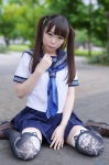 cosplay original pleated_skirt print_legwear sailor_uniform sakuya school_uniform skirt thighhighs twintails zettai_ryouiki rating:Safe score:2 user:nil!