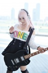 black_legwear cosplay fujisaki_ariya guitar headphones miniskirt nitro_super_sonic pink_hair skirt super_soniko sweatshirt thighhighs zettai_ryouiki rating:Safe score:0 user:nil!