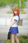 bookbag cosplay higurashi_no_naku_koro_ni orange_hair pantyhose pleated_skirt ruton ryuuguu_rena sailor_uniform school_uniform sheer_legwear skirt rating:Safe score:2 user:nil!