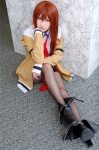 blouse cardigan cosplay hiokichi makise_kurisu pantyhose red_hair shorts steins;gate tie rating:Safe score:3 user:pixymisa