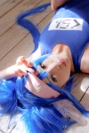 blue_hair buyara cosplay hair_ribbons headband klan_klein macross macross_frontier one-piece_swimsuit school_swimsuit swimsuit twintails rating:Safe score:0 user:nil!