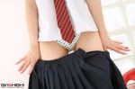 bikini_bottom blouse costume girlz_high miniskirt murase_yukiho open_clothes pleated_skirt polka_dots school_uniform skirt swimsuit tie rating:Safe score:1 user:nil!