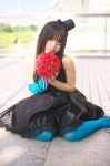 akiyama_mio bouquet cosplay gown kipi k-on! one_elbow_glove pantyhose striped top_hat rating:Safe score:2 user:nil!