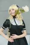 aka_(morimori) blonde_hair cosplay dress hairband mouth_hold original rating:Safe score:0 user:nil!