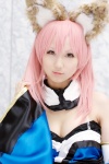 animal_ears caster cleavage cosplay detached_sleeves dress fate/extra fate/series fox_ears pink_hair seri rating:Safe score:0 user:pixymisa