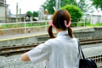 blouse costume hair_ribbons school_uniform sweater_vest tachibana_minami train_station twintails rating:Safe score:0 user:nil!