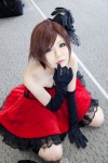 cosplay crinoline dress elbow_gloves gloves headdress meiko setuna_shindi strapless vocaloid rating:Safe score:0 user:pixymisa