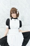 apron bowtie cosplay dress hairband hirasawa_yui k-on! pink_eyes sasa skirt skirt_lift rating:Safe score:0 user:pixymisa