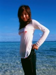 beach bikini_top hello jeans ocean see-through sugimoto_yumi swimsuit tshirt wet rating:Safe score:1 user:nil!