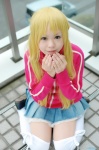 blonde_hair cosplay denim hayate_no_gotoku! pleated_skirt saeki_sae sanzenin_nagi skirt thighhighs track_jacket twintails zettai_ryouiki rating:Safe score:0 user:nil!