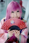 cosplay fan harukanaru_toki_no_naka_de harukanaru_toki_no_naka_de_3 kasuga_nozomi kimono moeka pink_hair pleated_skirt skirt rating:Safe score:0 user:nil!