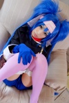 blue_hair buyara cosplay garter_belt gloves hair_ribbons headband jumper klan_klein macross macross_frontier military_uniform thighhighs twintails rating:Safe score:1 user:nil!