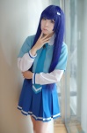 aoki_reika blouse blue_hair cosplay jumper kneesocks onagi_mayu pretty_cure school_uniform smile_precure! tie rating:Safe score:0 user:nil!