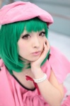 beret bow bracelet cosplay dress green_hair koharu macross macross_frontier ranka_lee rating:Safe score:0 user:pixymisa