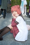 akaza_akari cosplay dress hair_buns hinata_(ii) jacket kneesocks pink_hair yuruyuri rating:Safe score:0 user:pixymisa