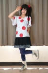 cosplay k-on! miniskirt nakano_azusa narumiya pantyhose polka_dots side_ponytail skirt tshirt rating:Safe score:1 user:nil!