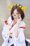cosplay detached_sleeves glasses hairband kantai_collection keto kimono kirishima_(kantai_collection) miko pleated_skirt skirt rating:Safe score:0 user:nil!