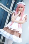 apron arata cosplay dress hairband original pantyhose pink_hair waitress waitress_uniform rating:Safe score:0 user:nil!