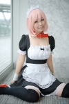 alicetene- apron black_legwear collar cosplay dress maid maid_uniform original pink_hair thighhighs zettai_ryouiki rating:Safe score:1 user:nil!